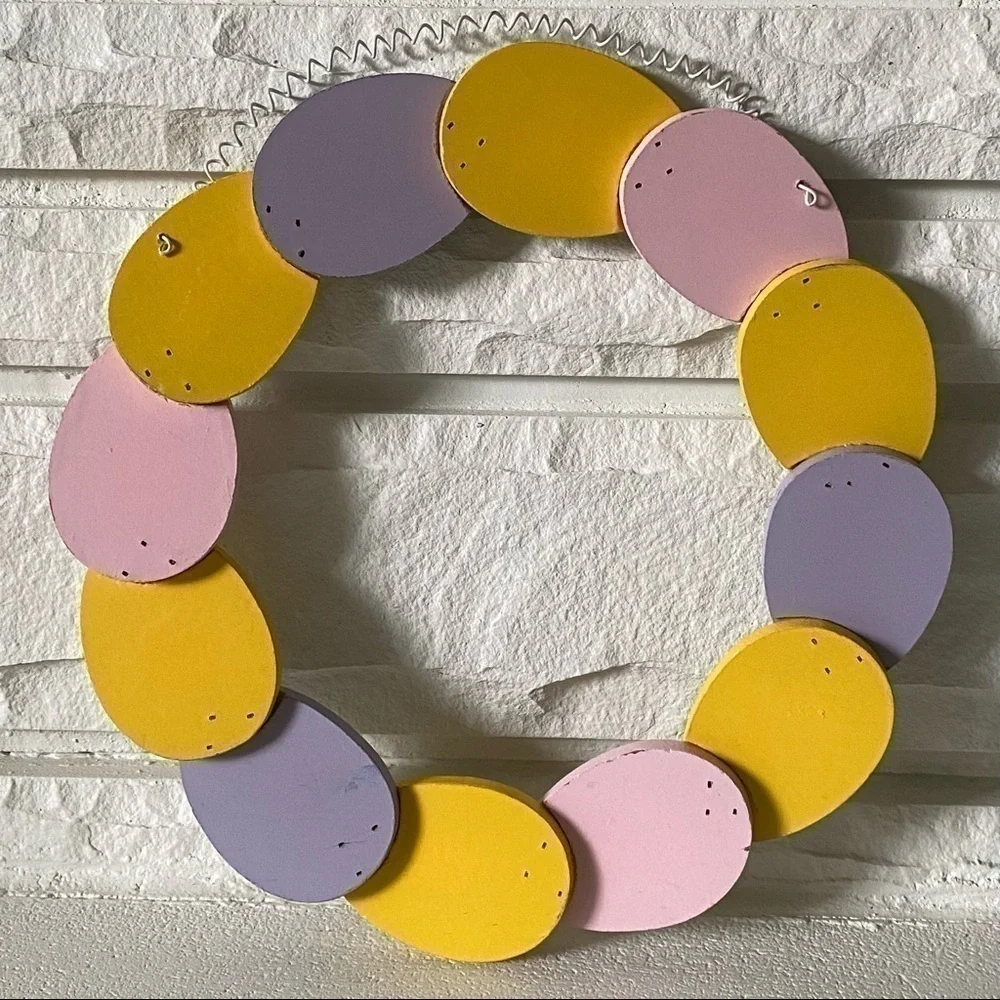Wood Easter Egg Wreath, Colorful Easter Egg Door Decor‌‌‌